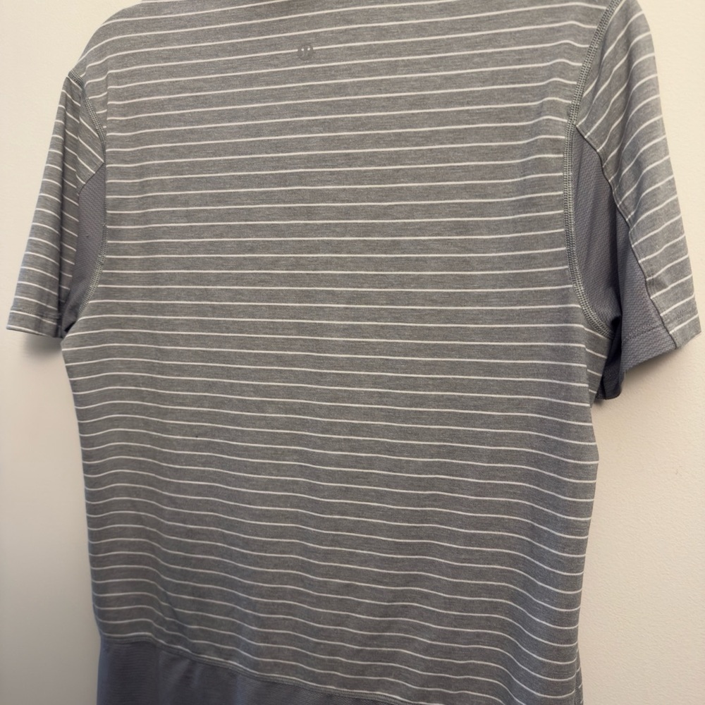 Lululemon Gray & White Striped Polo Shirt  Size Small Men’s - Picture 2 of 11